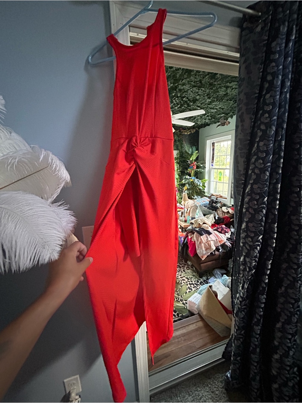 Red Sleeveless Jumpsuit with Twist Front